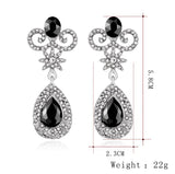 Gorgeous Silver Black Long Crystal Bridal Women Party wear Butterfly Drop Fashion Earrings - EonShoppee