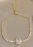 High Quality Shiny Zircon Adjustable Pull Chain Gold Plated Bracelet Fashion Jewelry For Women