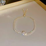 High Quality Shiny Zircon Adjustable Pull Chain Gold Plated Bracelet Fashion Jewelry For Women