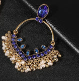 Exclusive Blue Over Sized Chandbali Earrings Ethnic Indian Jewelry Long Jhumka Earrings