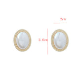 Trendy Shiny Oval Pearl Stud Earrings Modern Fashion Jewelry For Women