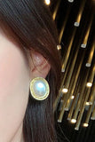 Trendy Shiny Oval Pearl Stud Earrings Modern Fashion Jewelry For Women