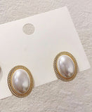 Trendy Shiny Oval Pearl Stud Earrings Modern Fashion Jewelry For Women