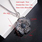 Stylish Blue Crystal Big Scroll Flower Pendant Long Sweater Necklace New Fashion Jewelry