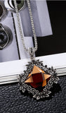 Trendy Modern & Stylish Long Sweater Chain Champagne Glass Flower Pendant Necklace For Women