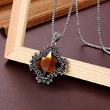 Trendy Modern & Stylish Long Sweater Chain Champagne Glass Flower Pendant Necklace For Women