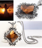 Trendy Modern & Stylish Long Sweater Chain Champagne Glass Flower Pendant Necklace For Women