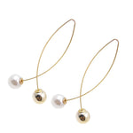 Stylish Pearl Cross Wire Fish Shape Golden Long Fashion Jewelry Earrings