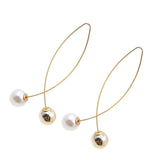 Stylish Pearl Cross Wire Fish Shape Golden Long Fashion Jewelry Earrings