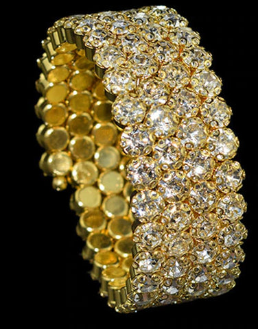 Luxury Fashion Jewelry 5 Row Multi Layer Golden Crystal Adjustable Cuff Bangle Bracelet