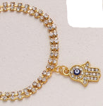 Gold Plated CZ Crystal Evil Eye Chain Bracelet for Women Fashion Jewelry Charm Bracelet