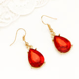 3pc Bridal Fashion Jewelry Set Chunky Luxury Red Crystal Necklace and Earrings
