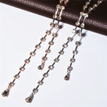 Luxury Rose Gold Long Sweater Chain Pendant Statement Fashion Jewelry Necklace for Women