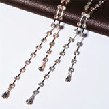 Luxury Rose Gold Long Sweater Chain Pendant Statement Fashion Jewelry Necklace for Women