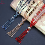 Champagne Crystal Long Tassel Strand Sweater Chain Party wear Shiny Fashion Necklace for Women