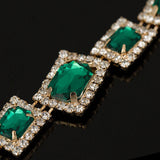 Stunning High Quality Crystal Emerald Green Wedding Statement Fashion Jewelry Bracelet Bangle
