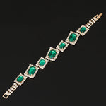Stunning High Quality Crystal Emerald Green Wedding Statement Fashion Jewelry Bracelet Bangle