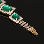 Stunning High Quality Crystal Emerald Green Wedding Statement Fashion Jewelry Bracelet Bangle