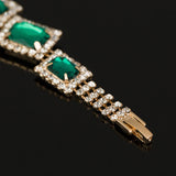 Stunning High Quality Crystal Emerald Green Wedding Statement Fashion Jewelry Bracelet Bangle