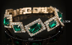 Stunning High Quality Crystal Emerald Green Wedding Statement Fashion Jewelry Bracelet Bangle