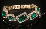 Stunning High Quality Crystal Emerald Green Wedding Statement Fashion Jewelry Bracelet Bangle