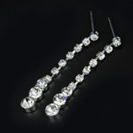 Dazzling Silver Long Necklace & Drop Earrings Fashion Jewelry Set - Evening Dress Cocktail Wedding Jewelry