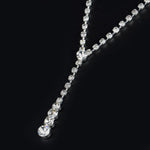 Dazzling Silver Long Necklace & Drop Earrings Fashion Jewelry Set - Evening Dress Cocktail Wedding Jewelry