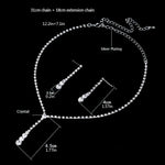 Dazzling Silver Long Necklace & Drop Earrings Fashion Jewelry Set - Evening Dress Cocktail Wedding Jewelry