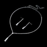 Dazzling Silver Long Necklace & Drop Earrings Fashion Jewelry Set - Evening Dress Cocktail Wedding Jewelry