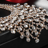 Sparkling Golden Crystal Wedding Bridesmaid Bridal Prom Dress Necklace & Earrings Big Elegant Jewelry Set