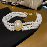 Super Elegant Multi Layer Simulated Pearl Choker Collar Necklace Traditional Wedding Fashion Jewelry