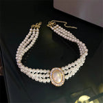 Super Elegant Multi Layer Simulated Pearl Choker Collar Necklace Traditional Wedding Fashion Jewelry