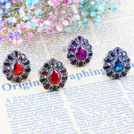 Silver Tone Purple Crystal Big Flower Finger Ring Female Luxury Wedding Ring Size 7