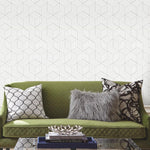 RoomMates Stripped Hexagon White/Grey Peel & Stick Wallpaper