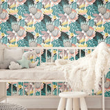 Retro Tropical Leaves Peel & Stick Wallpaper - EonShoppee