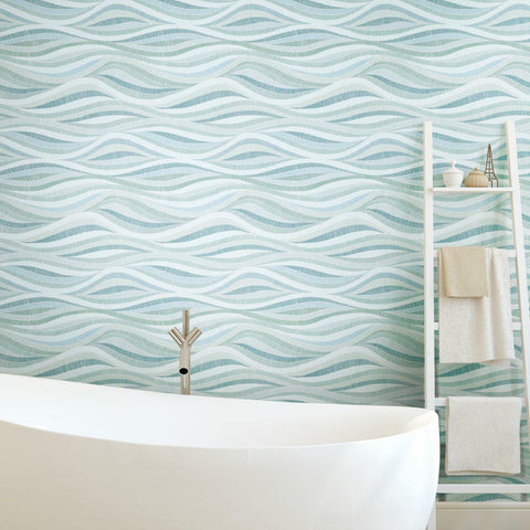 RoomMates Mosaic Waves Peel & Stick Wallpaper - EonShoppee