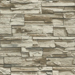RoomMates Stacked Stone Grey/Brown Peel And Stick Wallpaper - EonShoppee