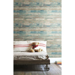 Distressed Wood Blue Peel And Stick Wallpaper - EonShoppee