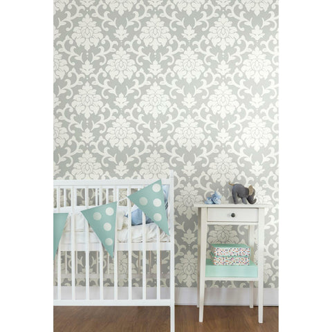 Damask Grey Peel & Stick Wallpaper - EonShoppee