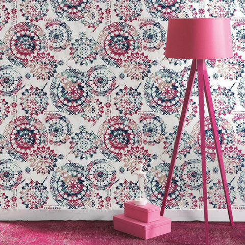 RoomMates Bohemian Pink/Blue Peel & Stick Wallpaper - EonShoppee