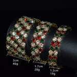 Dazzling 3 Row Multi Color Crystal Bangle Bracelet Shining Wedding Fashion Jewelry Charm Statement Cuff Bracelet