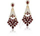 Exclusive Red Crystal Long Drop Dangle Chandelier Luxury Fashion Jewelry Bridal Earrings - EonShoppee