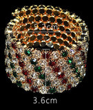 Dazzling 5 Row Multi Color Rhinestone Crystal Wide Bangle Bracelet Shining Wedding Fashion Jewelry