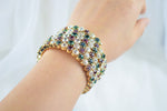 Dazzling 5 Row Multi Color Rhinestone Crystal Wide Bangle Bracelet Shining Wedding Fashion Jewelry