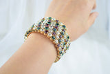 Dazzling 5 Row Multi Color Rhinestone Crystal Wide Bangle Bracelet Shining Wedding Fashion Jewelry