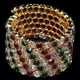 Dazzling 5 Row Multi Color Rhinestone Crystal Wide Bangle Bracelet Shining Wedding Fashion Jewelry