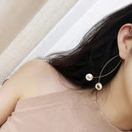 Stylish Pearl Cross Wire Fish Shape Golden Long Fashion Jewelry Earrings